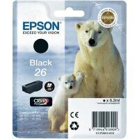 Original Epson 26 T2601 Schwarz Druckerpatrone (6.2ml, ~220 Seiten)