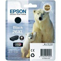 Original Epson 26 XL T2621 Schwarz Druckerpatrone (12.1ml, ~500 Seiten, XL)