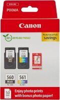 Original Canon PG-560 + CL-561 Schwarz und Color Multipack +Fotopapier