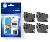 Original Brother LC-421 4er Pack Schwarz, Cyan, Magenta, Gelb (~200 Seiten)