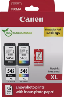 Original Canon PG-545 XL + CL-546 XL Doppelpack Druckerpatronen + Fotopapier