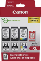 Original Canon 2x PG-545 XL + 1x CL-546 XL 3er-Pack Druckerpatronen + Fotopapier