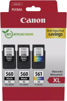 Original Canon 2x PG-560 XL + 1x CL-561 XL Schwarz und Color Multipack