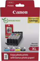 Original Canon CLI-581 XL Multipack Druckerpatronen C M Y BK + Fotopapier