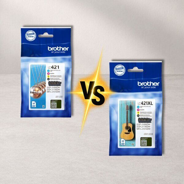 Brother LC-421 vs Brother LC-421XL – Unterschiede bei Reichweite und Kosten